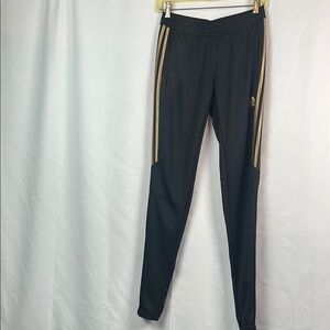 Adidas Black Track Pants with Gold Stripes XS